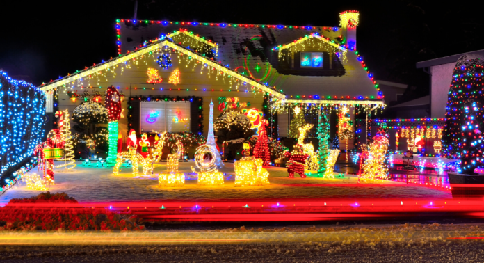 christmas lights on house