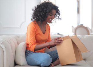 pic of woman opening package