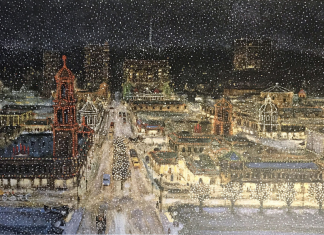 An iconic KC print, Bob Holloway's "Plaza Lights" can hang on your loved one's wall or on their tin from Topsy's.