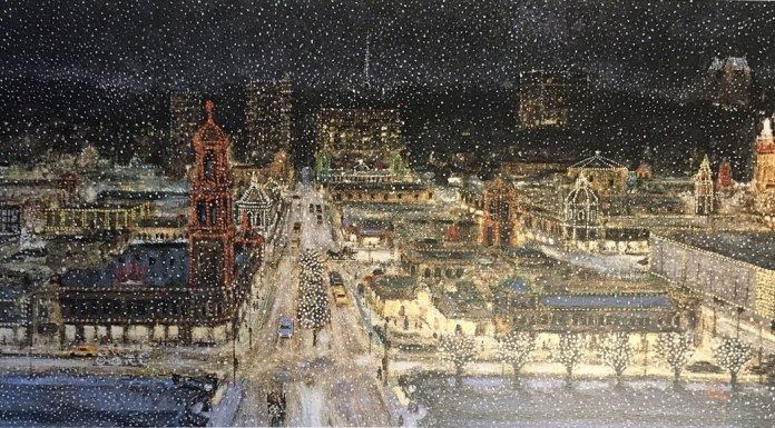 An iconic KC print, Bob Holloway's "Plaza Lights" can hang on your loved one's wall or on their tin from Topsy's.