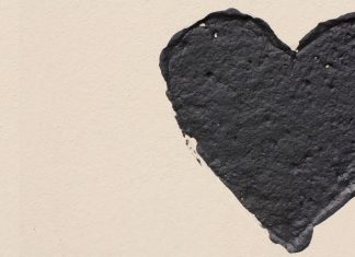 black painted heart