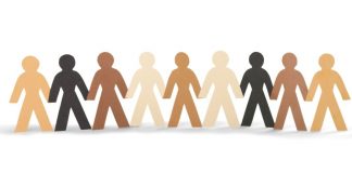 cut out paper figures in different skin tones