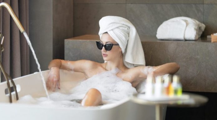 woman relaxing in a bathtub