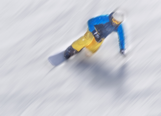 snowboarder going fast