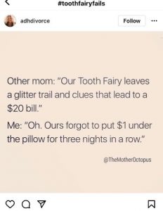 Instagram image of mom forgetting to give money
