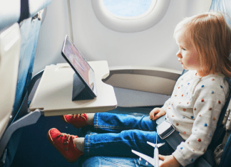toddler on airplane