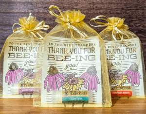 Messner Bee Teacher Gift Bags featuring lip balm